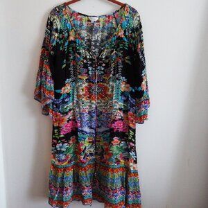 NWOT Swank Resort Eden Floral Beaded Bo-Ho Dress 1 (8-12)